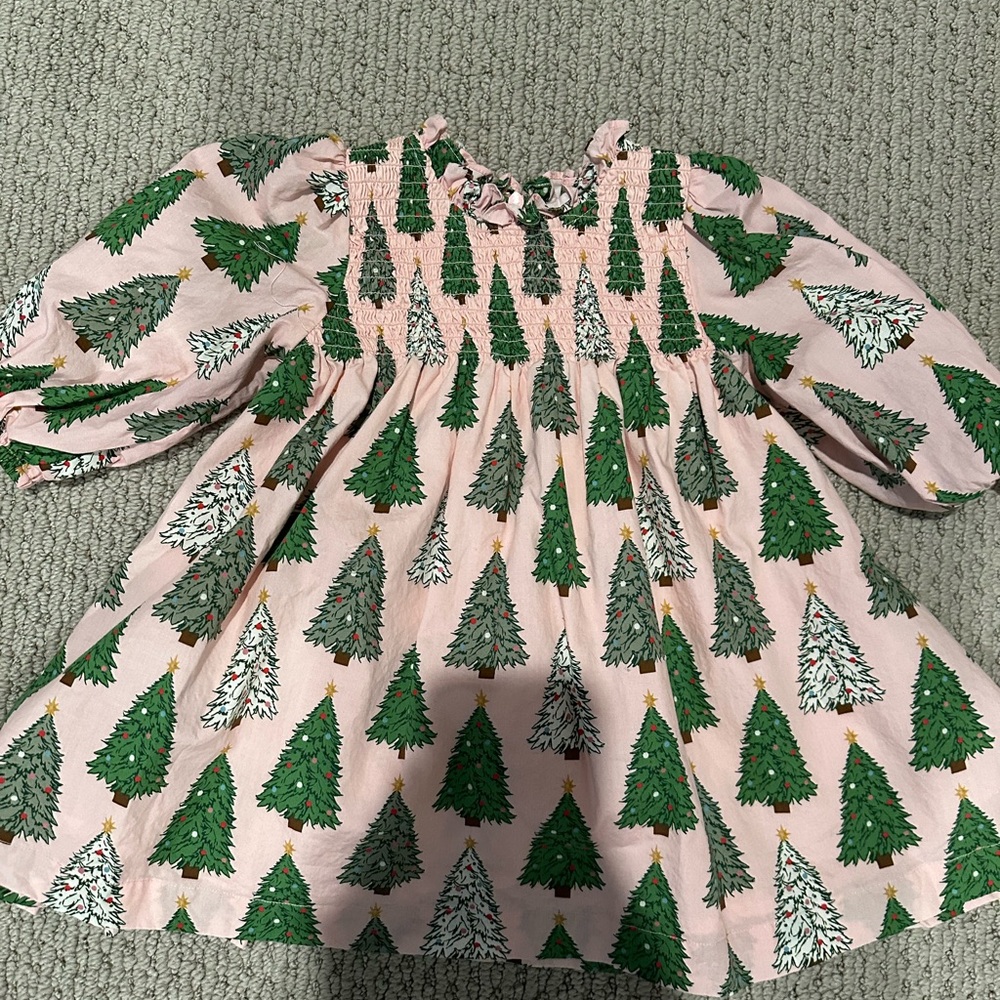 Pink Chicken Christmas Pink and Green Dress 12/18 mos